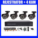 Rekordér h.264 dvr + 4 kamery cctv